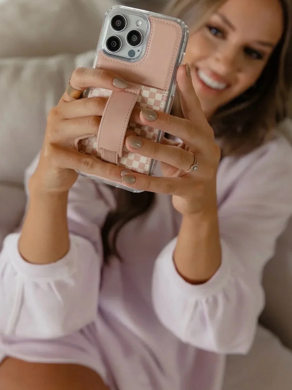 Walli Case “Blush Check” IPhone 13 Pro Max Pink Cream Check New Condition